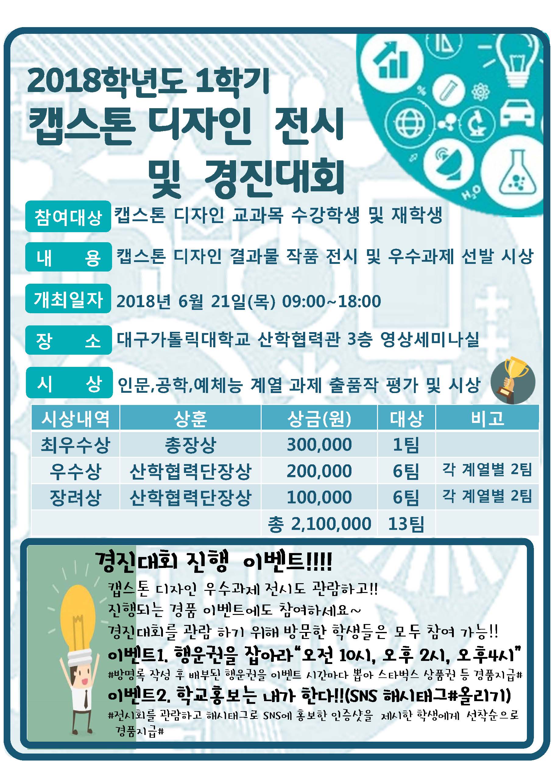 2018학년도 1학기 캡스톤 디자인 전시 및 경진대회 개최 안내