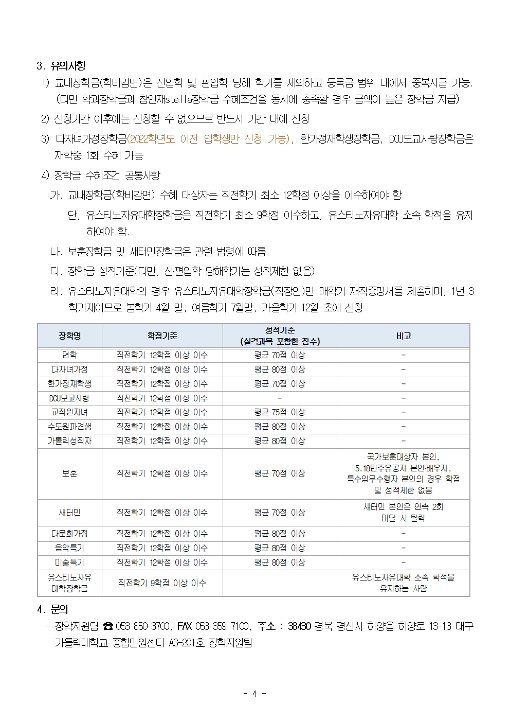 2023-2학기 교내 장학금 2차 신청안내